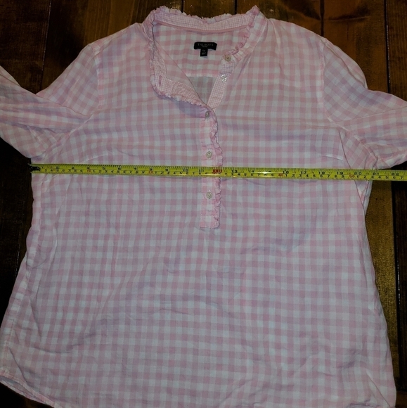 Talbots Large Petite Pink & White Gingham Long Sleeve Top - Picture 8 of 12
